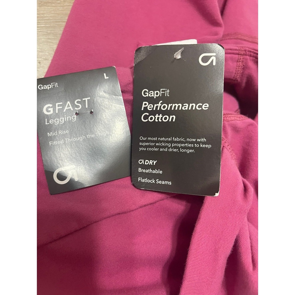 Gap Fit Athletic Leggings Gfast Womens Large Magenta Pink Criss Cross NWT - Picture 7 of 8